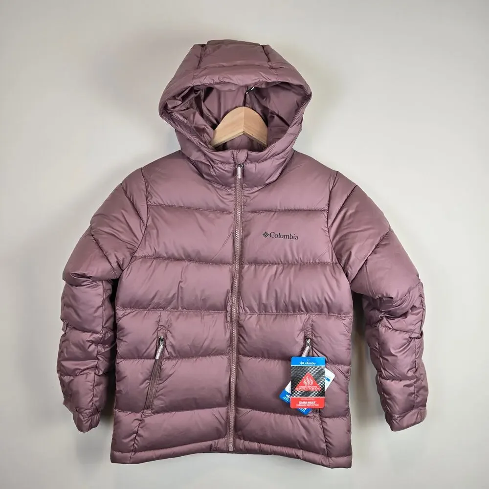 Columbia Youth Pike Lake II Hooded Jacket Size S/8 Fig Mauve Omni-Heat Outgrown